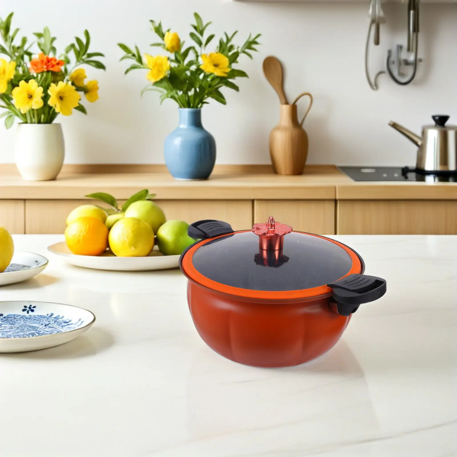 Non Stick Soup Pot For For Hot Pot Fall Decor Kitchen 8L Pumpkin Shaped Pressure Cooking Non-stick Maifan Stone