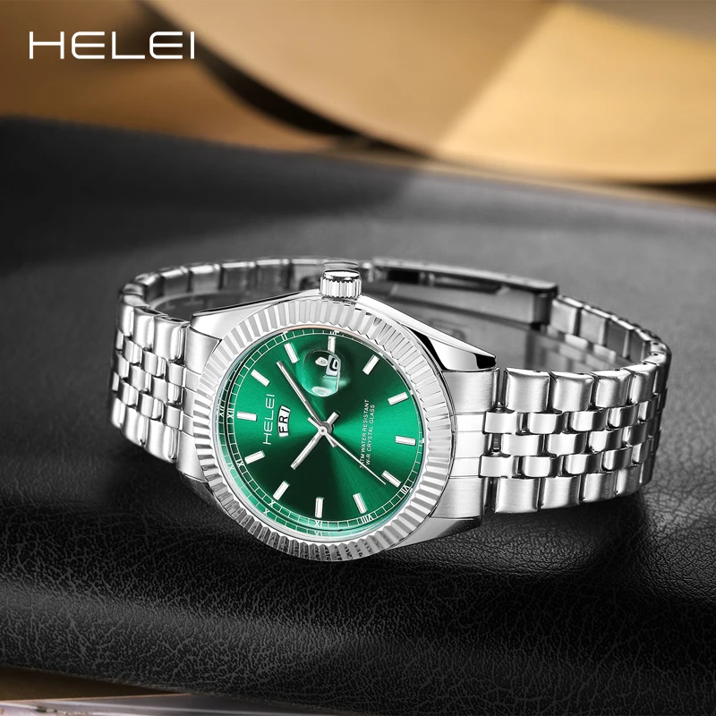 HELEI Hot Models 2024 Men's Watches Top brand Luxury Casual Quartz Watches Stainless Steel waterproof Wristwatch For Men Reloj