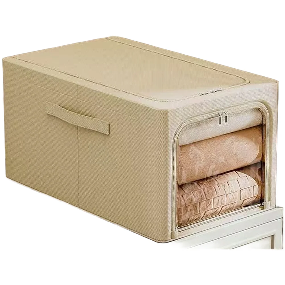 For Clothes Storage Box Foldable Cotton Linen with Bidirectional Zippers Dust and Moisture for protection 53x35x30cm