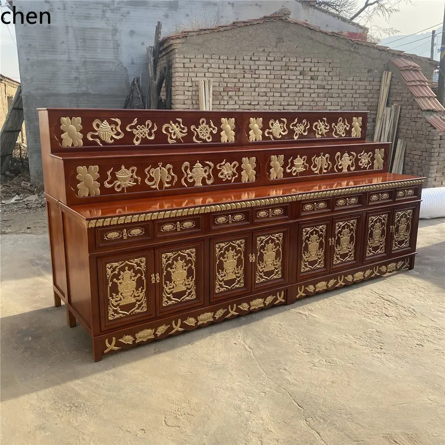 Cz buddhist hall chinoiserie guanyin god of wealth tibetan three-layer temple incense cabinet modern buddhist niche
