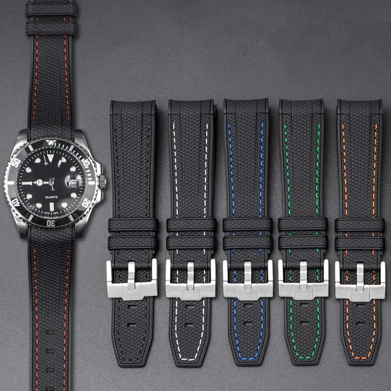 Curved Interface Silicone Strap for 20mm Rolex Submariner Omega X Swatch Joint MoonSwatch Waterproof Watchband Accessories