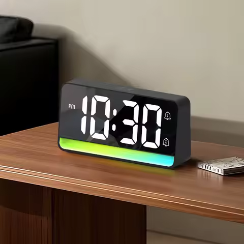LED Digital Alarm Clock with Color Changing Night Light Easy Read Display for Bedroom Kitchen Office Home D&eacute;cor