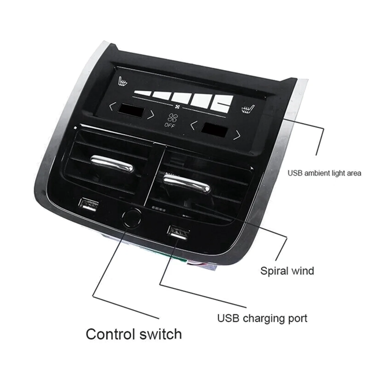 

Rear Exhaust Air Outlet Purification LED Atmosphere USB Charging for Volvo XC60 XC90 S60 V60 V90 2015-2021 Air A/C Cover