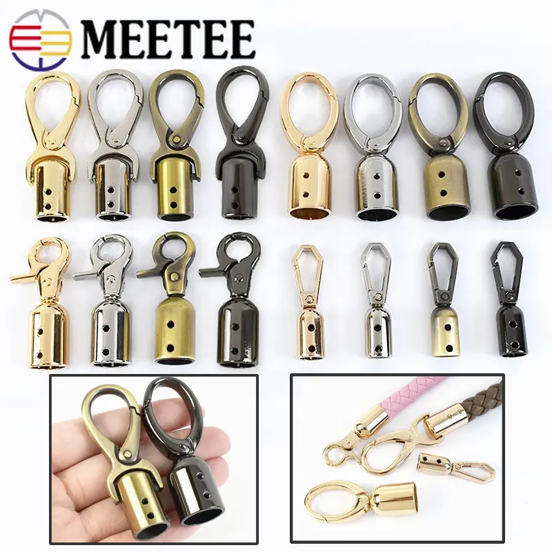 4Pcs Meetee 8-15mm Tassel Cap Clip Clasp Metal Buckles Bag Strap Cord Stopper Hook Handbag Hang Sanp Buckle Clamp Accessories