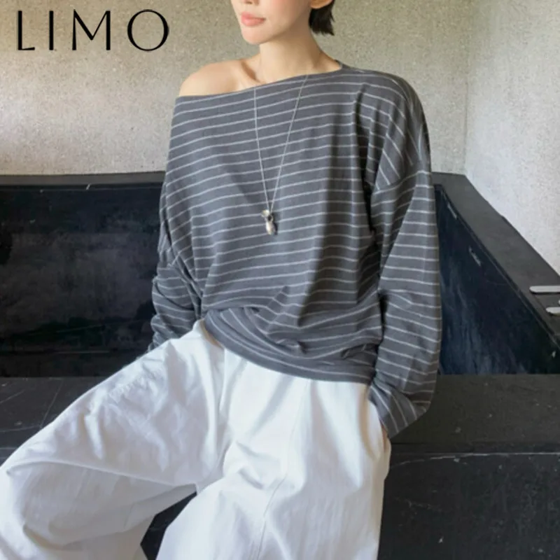 

LIMO Elegant Off Shoulder Casual Shirt Women’s - Soft Skin-Friendly Relaxed Fit Loose Blouse, Minimalist Daily Versatile Style