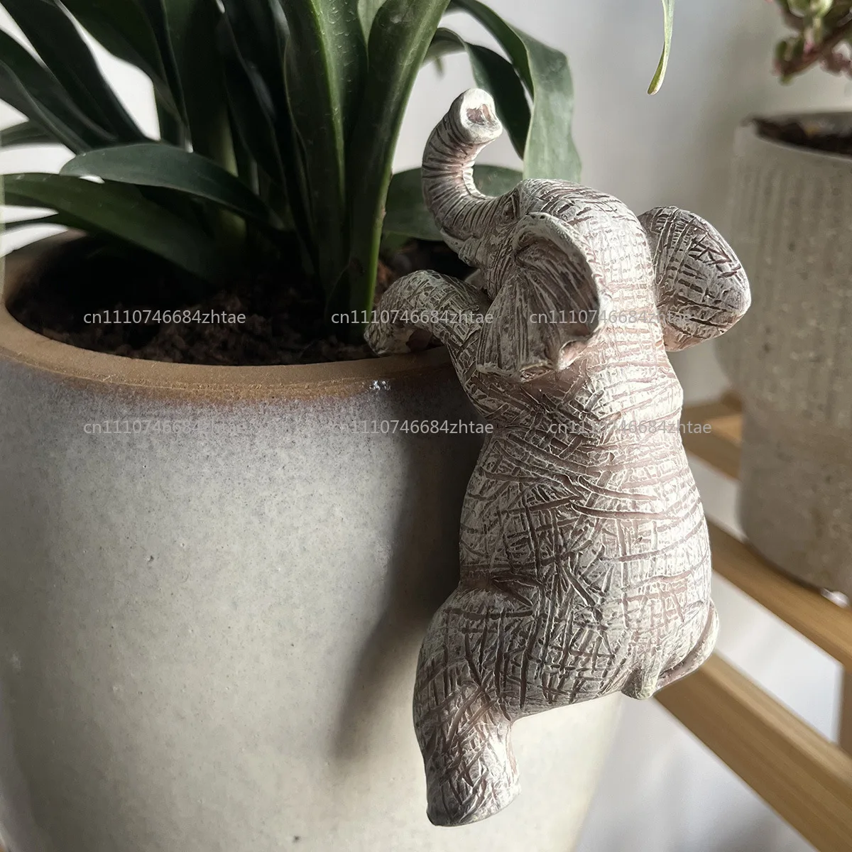 creative resin hanging flower pot baby elephant animal statue handicraft hanging cup baby elephant sculpture