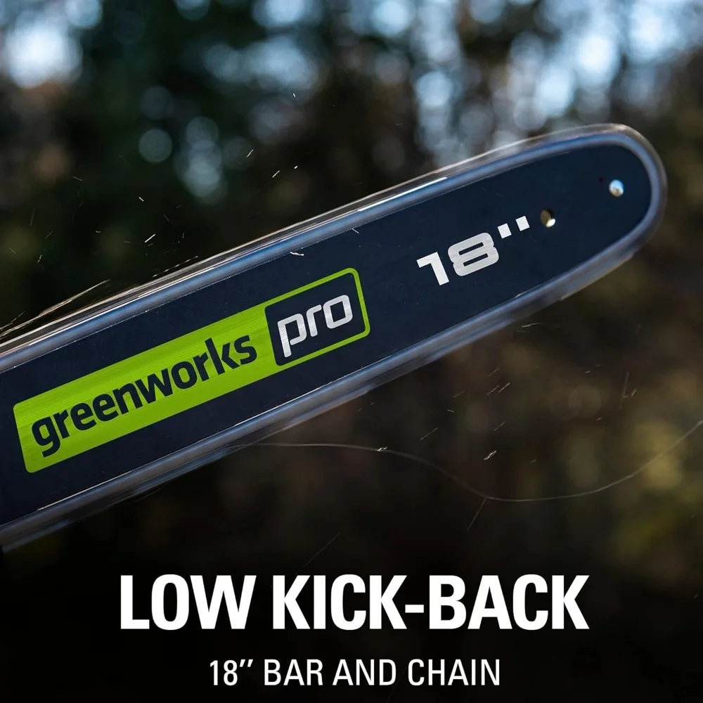 Greenworks 80V 18 بوصة منشار كهربائي بدون فرش لقطع الأشجار وأطراف الأطراف والتقليم والحطب - متوافق مع أكثر من 75 إلى