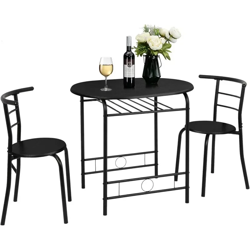 3 Piece Dining Set,Small Kitchen Table Set for 2,Kitchen Wooden Table and 2 Chairs for Small Space/Dining Room/Apartment