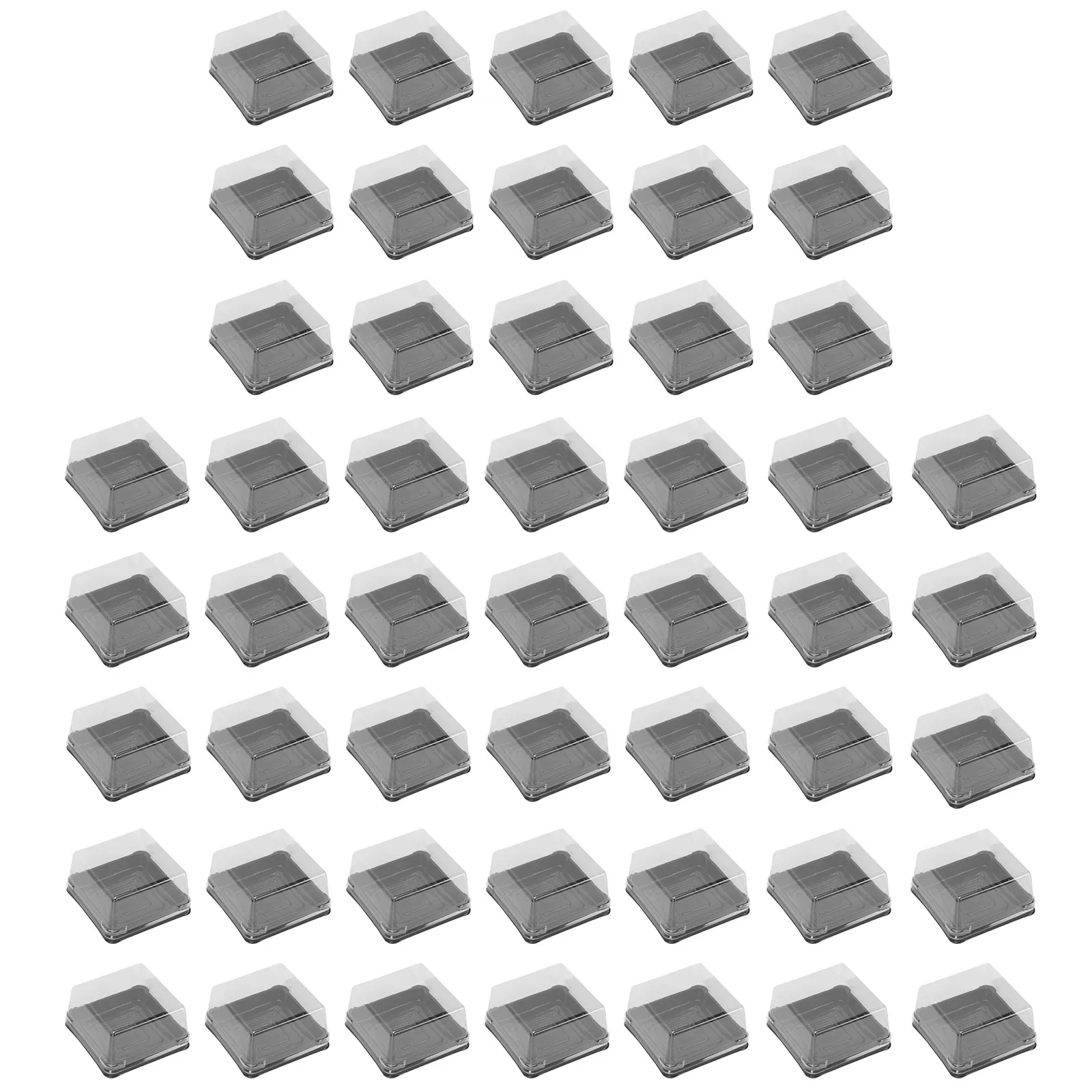 

50pcs Moon Cake Cases PVC Plastic Dessert Boxes Transparent Lid Sealed Home Store Kitchen Use Reusable Durability Pastry