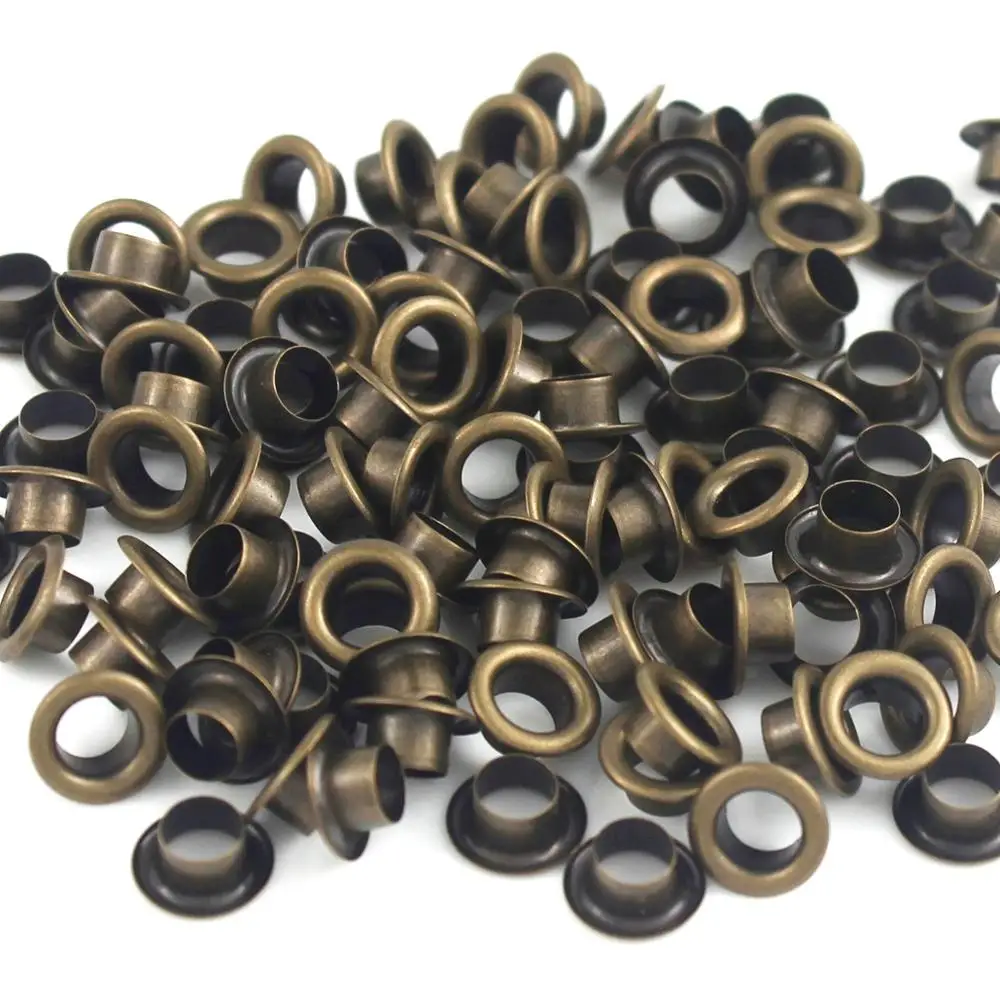 100sets 5mm Brass Eyelet with Washer 300# Leather Craft Repair Grommet Round Eye Rings For Shoes Bag Clothing Leather Belt Hat