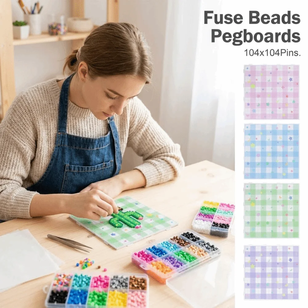 78x78/104x104Pins Fuse Beads Pegboards Stars Moons Heat Resistant Perler Beads Boards Grid Design Square Fuse Beads Boards