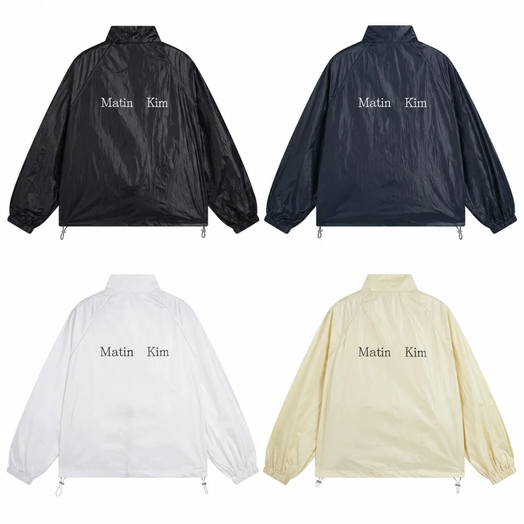 MATIN KIM Unisex Lightweight Windbreaker Jacket Stand Collar Loose Fit Zip Up Outdoor Travel Casual Streetwear Spring Autumn Top