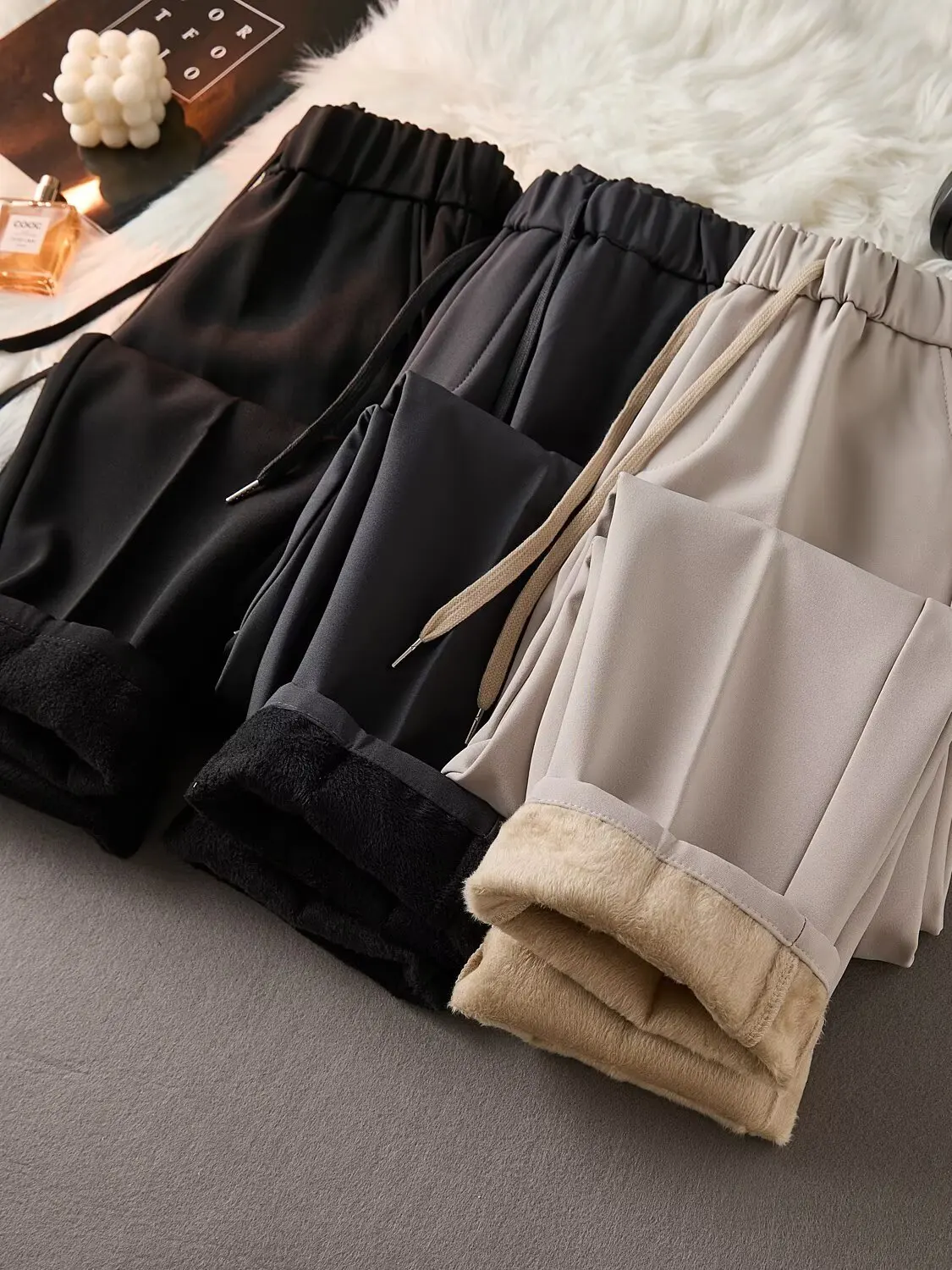 

Men's Fce Lined Thi Warm Straight Leg Trousers Autumn Winter Faion Casual Sports Pants Long Tube Youth Cool Sle