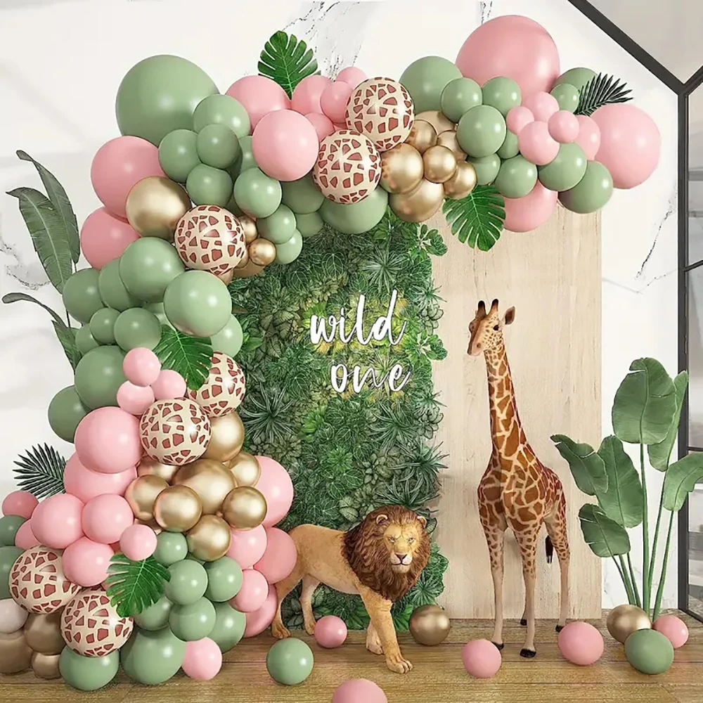 95Pcs Safari Balloons Arch Kit Animal Wild One Birthday Decorations for Boys Safari Baby Shower Decorations for Boy Girl Gift