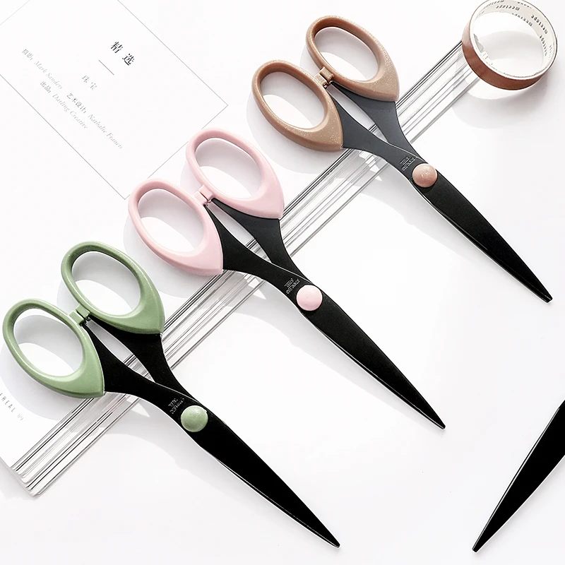 Morandi-Color Scissor with Stainless Steel Blade, Safe Design Cutter, Fine Art, Diário, Álbum, Artesanato, Papelaria, Escritório, Material Escolar