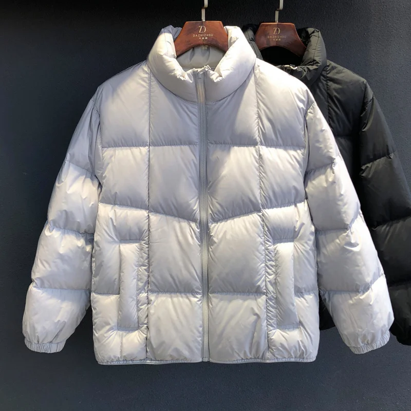 Stand up down jacket, men's loose and versatile warm jacket, winter new fashion, simple and trendy outdoor clothes