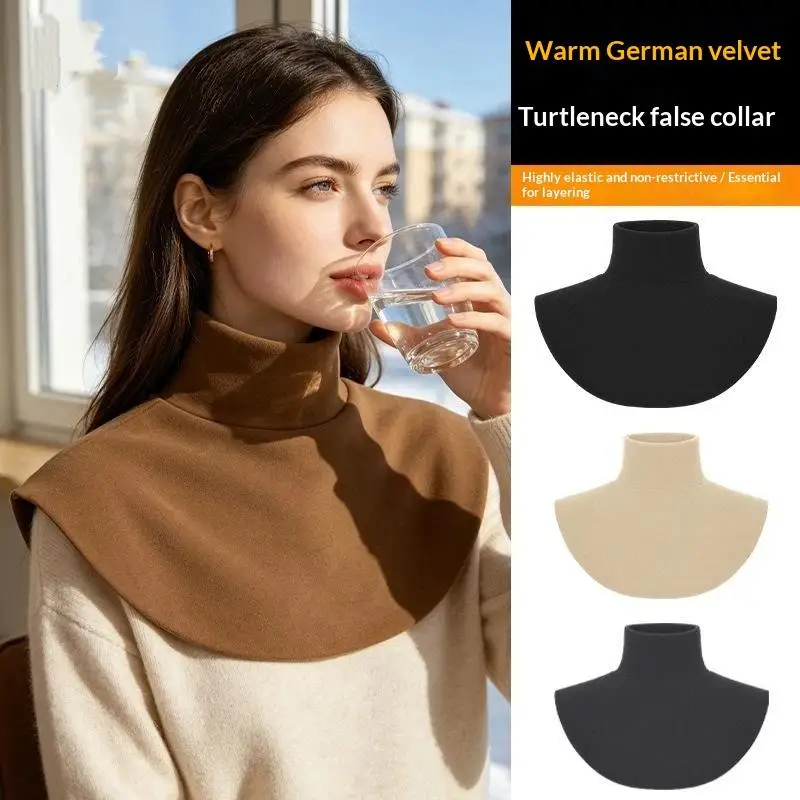 Thermal Fleece Fake Turtleneck Collar High Elastic Soft Windproof For Winter Layering Daily Outdoor Use