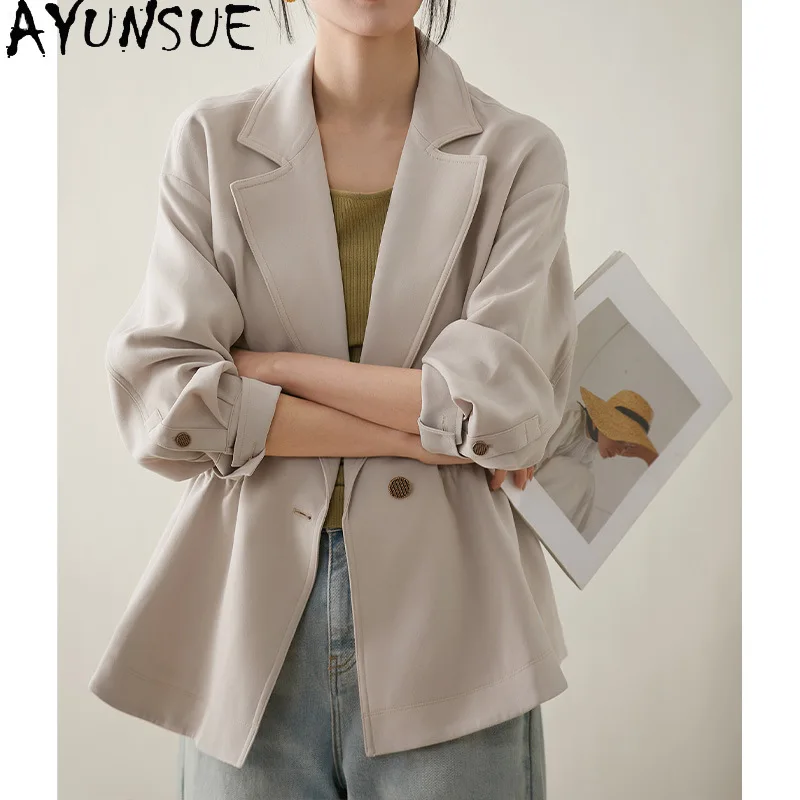 AYUNSUE Trench Coat Woman Fashion Short Outerwear Luxury Solid Jackets for Woman Spring Autumn Windbreaker Woman Clothes Одежда