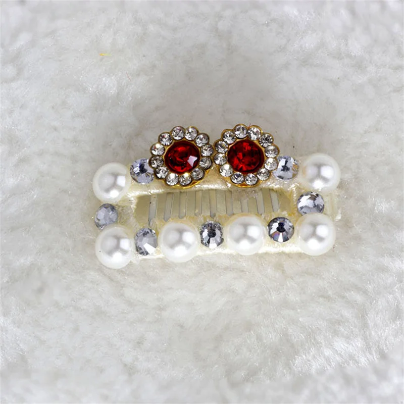 Bling Rhinestone Pearl Dog Hair Clip Bow Pet Hairpin for Small Dogs Cats Yorkshire Maltese Hair Accessories