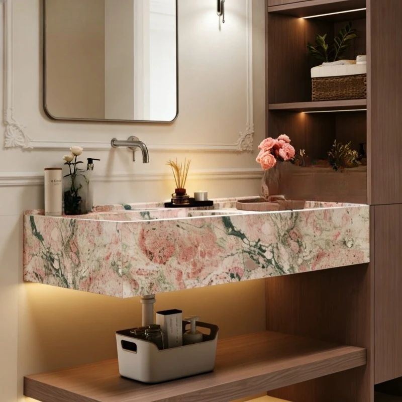 Slate bathroom cabinet hand wash basin narrow side deep sink four seasons powder wash basin