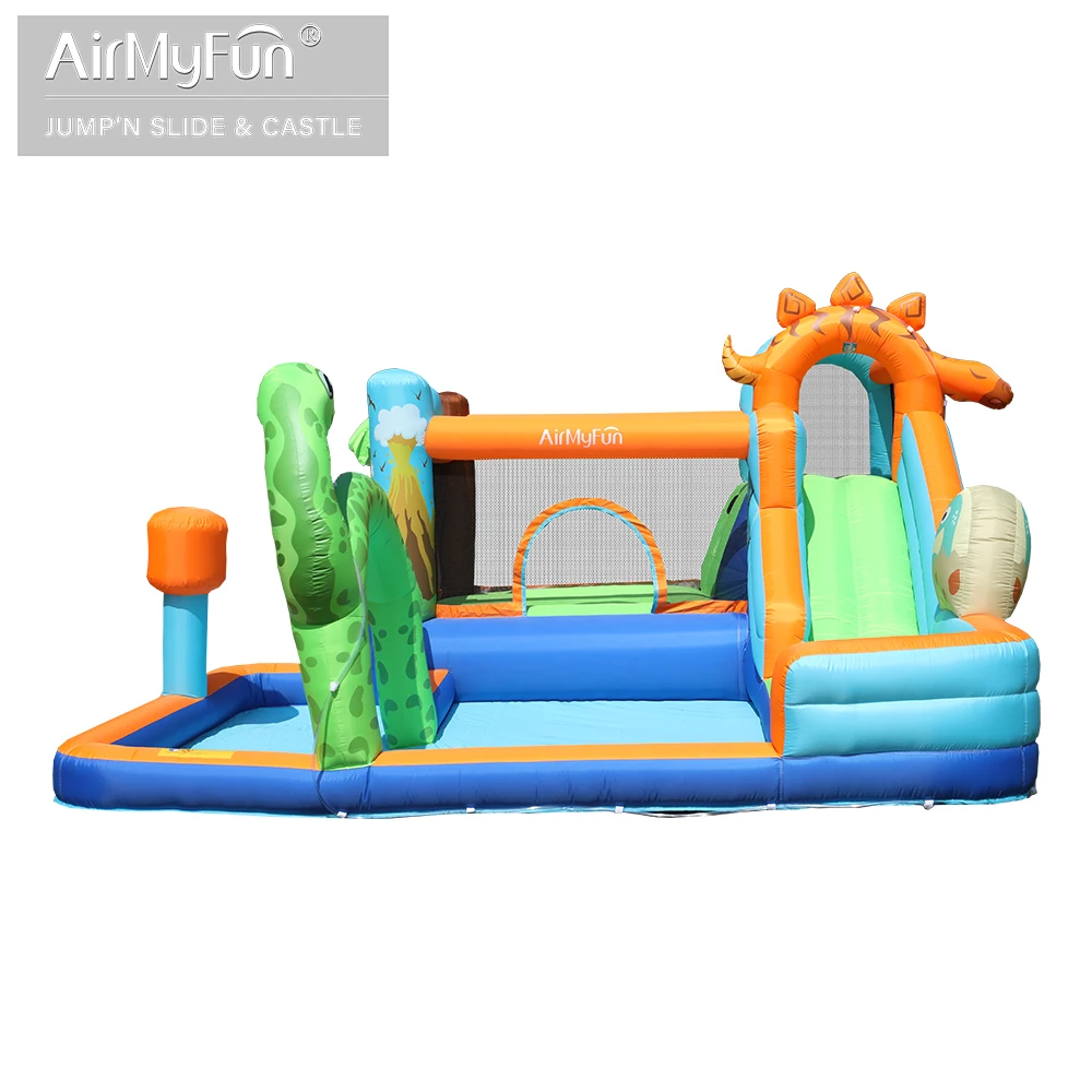 Airmyfun Dino Park Bounce House Combo dla dzieci nadmuchiwany dinozaur dmuchany zamek nadmuchiwany domek odbijający z zjeżdżalnią wodną