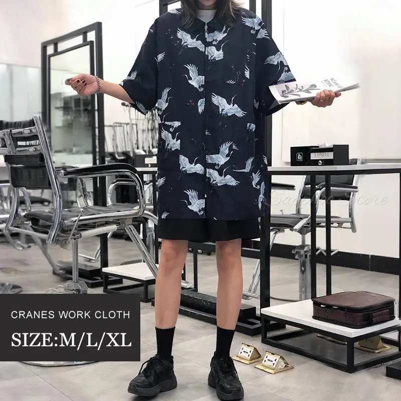 Crane Pattern Work clothes/Guest robe/Warp Adult Salon Barber Cape Haircut Hairdresser Cape Waterproof Hair Cloth Wrap G0901