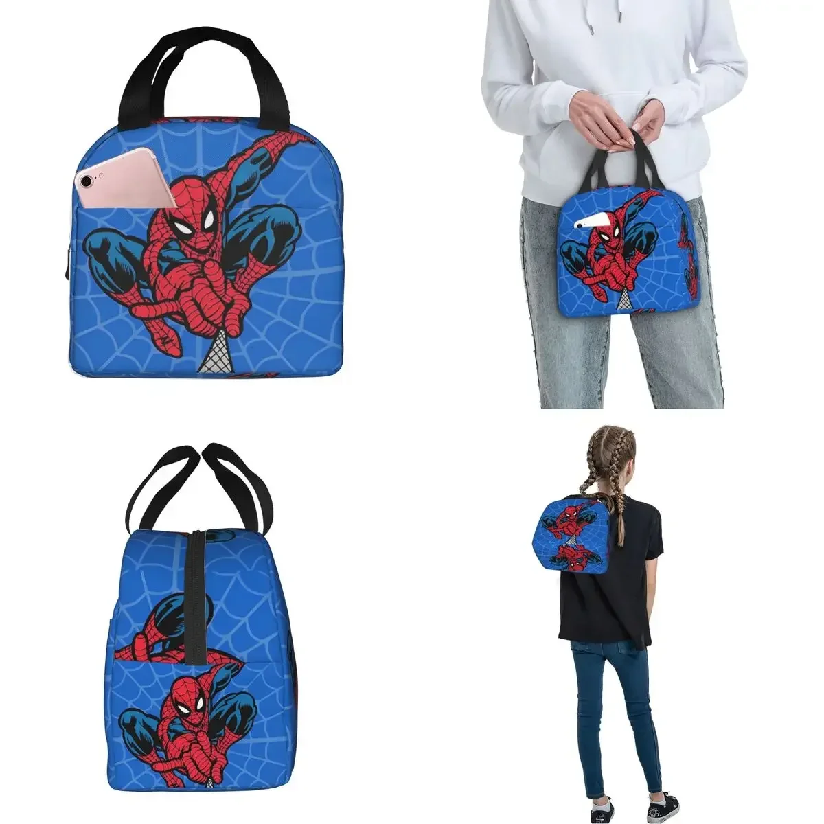 Spider Spiderman Spiderverse  Insulated Lunch Bag High Capacity Meal Container Cooler Bag Tote Lunch Box School Travel