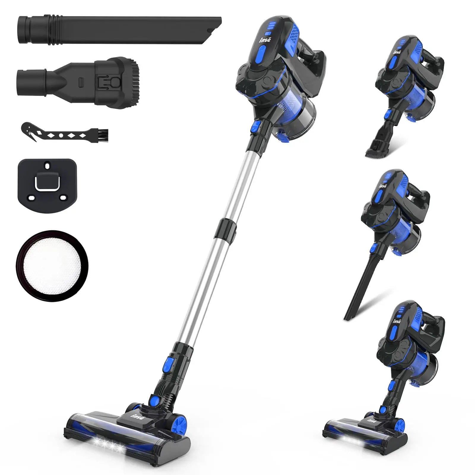 INSE V770 Cordless Vacuum Cleaner Lightweight Cordless Stick Vacuum Up to 45min Runtime, Powerful 6-in-1 Vacuum Cleaner Cordless