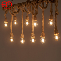 Vintage Hemp Rope Pendant Light Holder 1/2/3/4/5 head AC85-265V Loft Personality Industrial Pendant Lamp Edison hanglamp