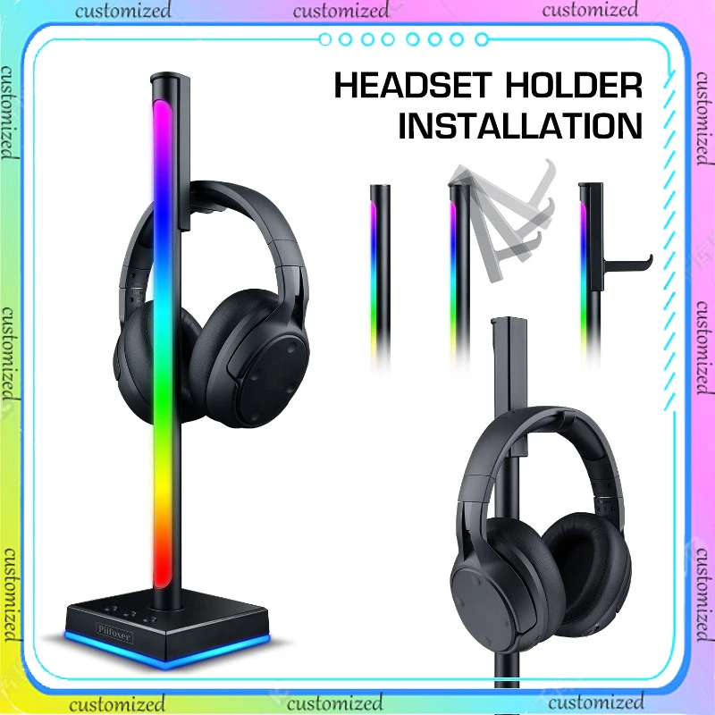 

Music RGB pickup light computer desktop atmosphere light headphone stand monitor light bar supports to control lighting rhythm