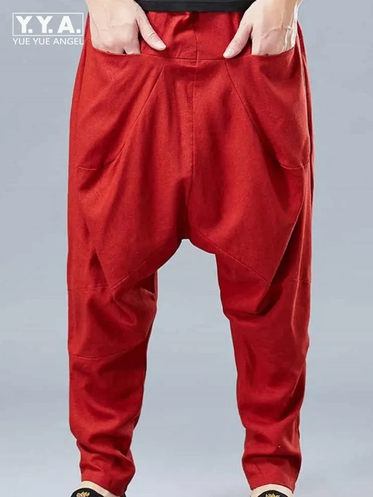 Leisure Male Elastic Waist Pants Loose Mens Pockets Comfortable Skinny Pant Summer Versatile Solid Color Men Concise Trousers