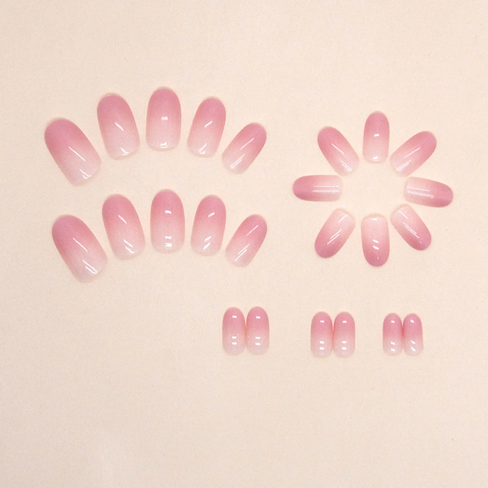 24pcs Oval Shape False Nail Gradient Color Short Round Tips Artificial Nail for Women and Girl Nail Salon at Home