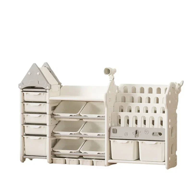 Toy Rack Storage Cabinet Storage Cabinet Multi-layer Combination Bookshelf 2-in-1 Plastic Storage Organizer  plastic box