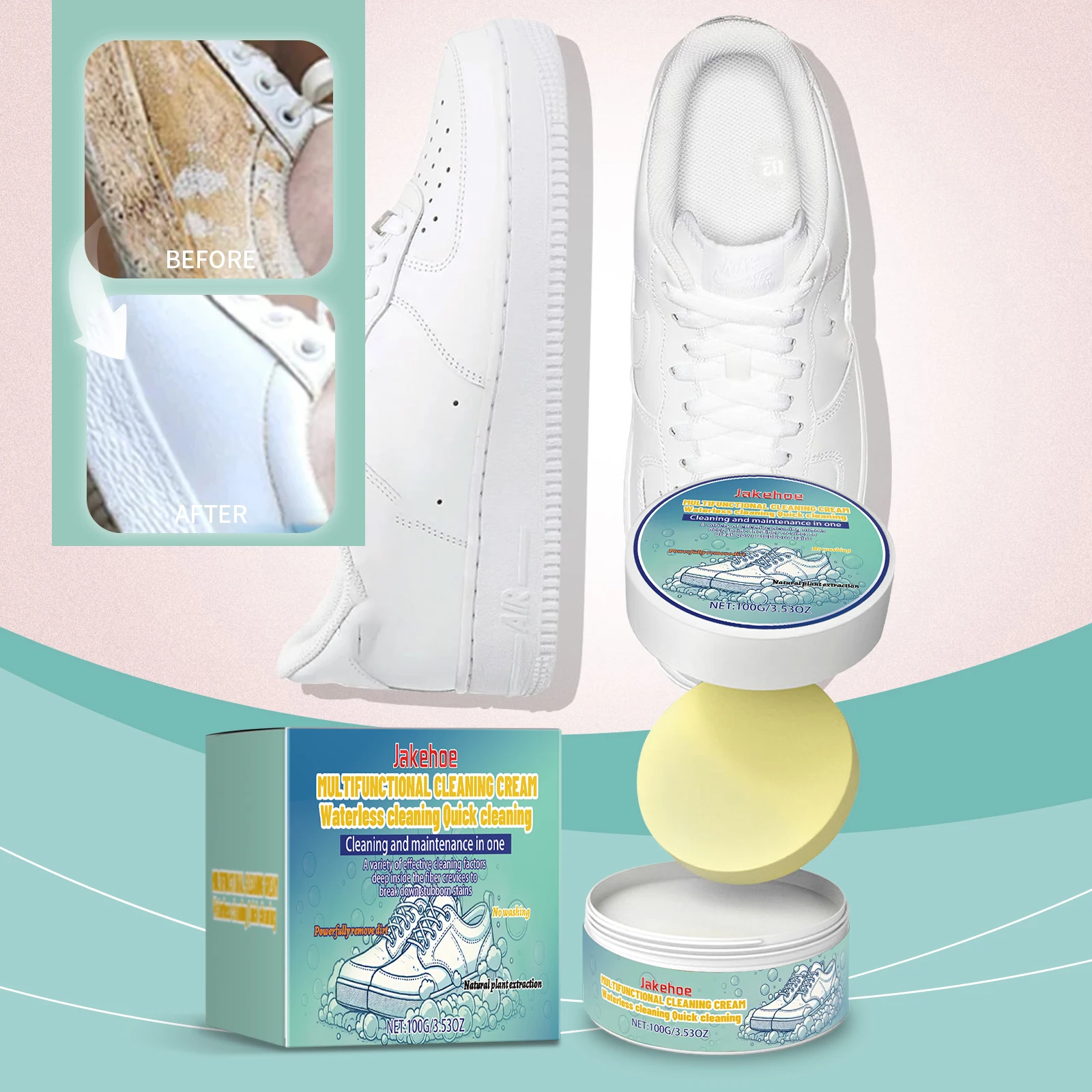 Shoe Cleaning Paste for White Sneakers, No-rinse Formula for Daily Shoe Cleaning