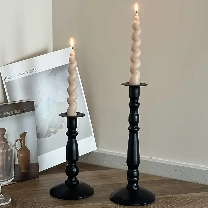 1PCS Black Glass Candle Holder Nordic Living Room Modern Decoration Table Room Creative Candlestick Glass Vase Bookshelf Decor