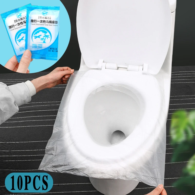 

10pcs Disposable Toilet Seat Cover Portable Travel Safe Toilet Seat Paper Pad Waterproof Seat Cushion Bathroom Supplies Bow Tool
