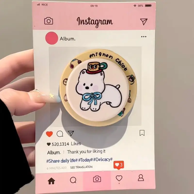 

Корейский милый мультяшный щенок для телефона Magsafe, магнитная подставка Griptok для iPhone, забавный складной чехол для беспроводной зарядки, держатель