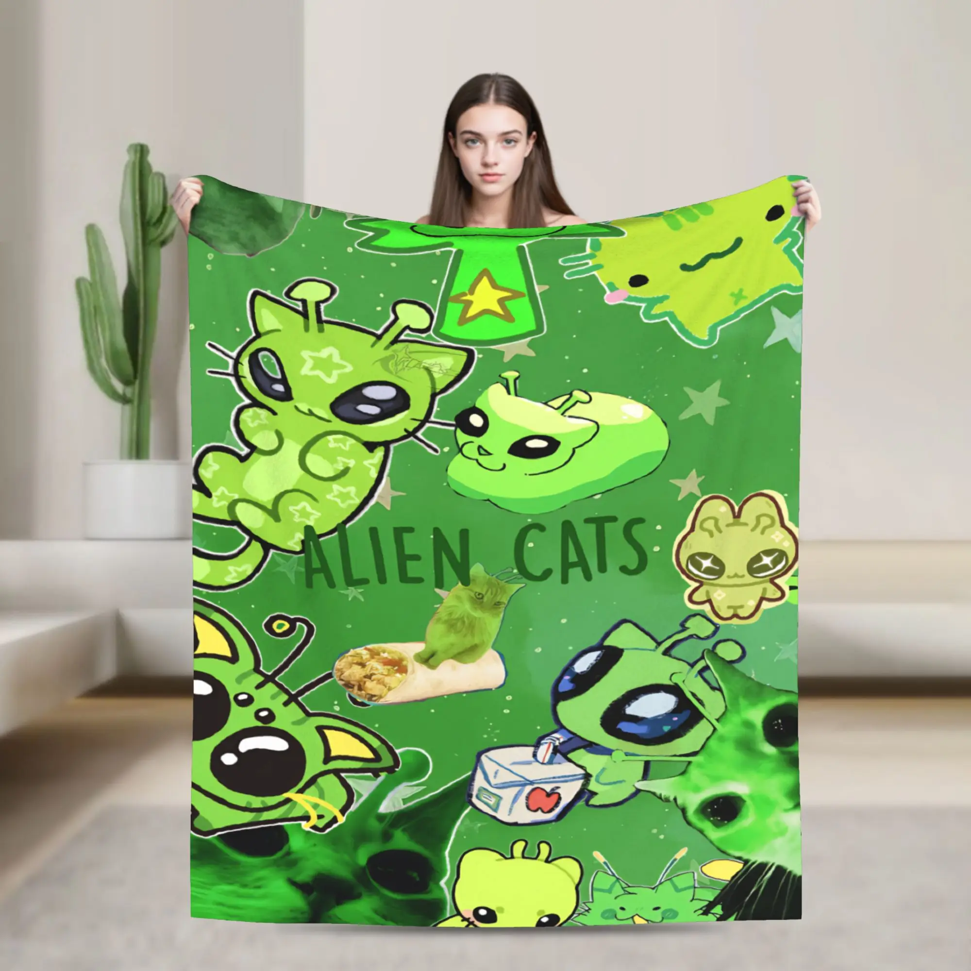 Alien Cat cats Stuff Blankets Ultra-Soft Fleece  Throw Blankets Comfortable Bedspread