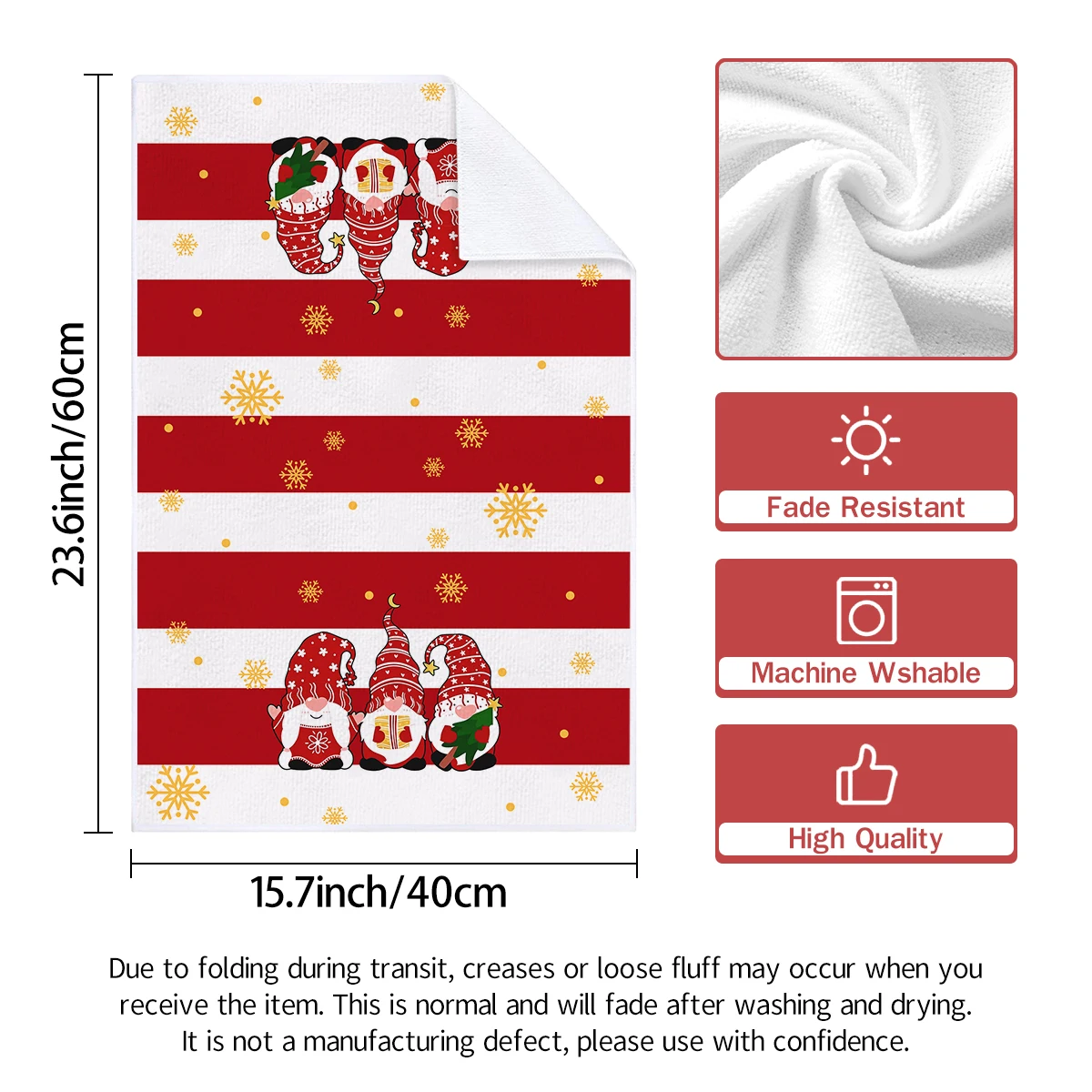 4Pcs Christmas Kitchen Towels Gnome Xmas Tree Red Truck Snowflake Print Absorbent Multi‑Purpose Cleaning Dish Cloths