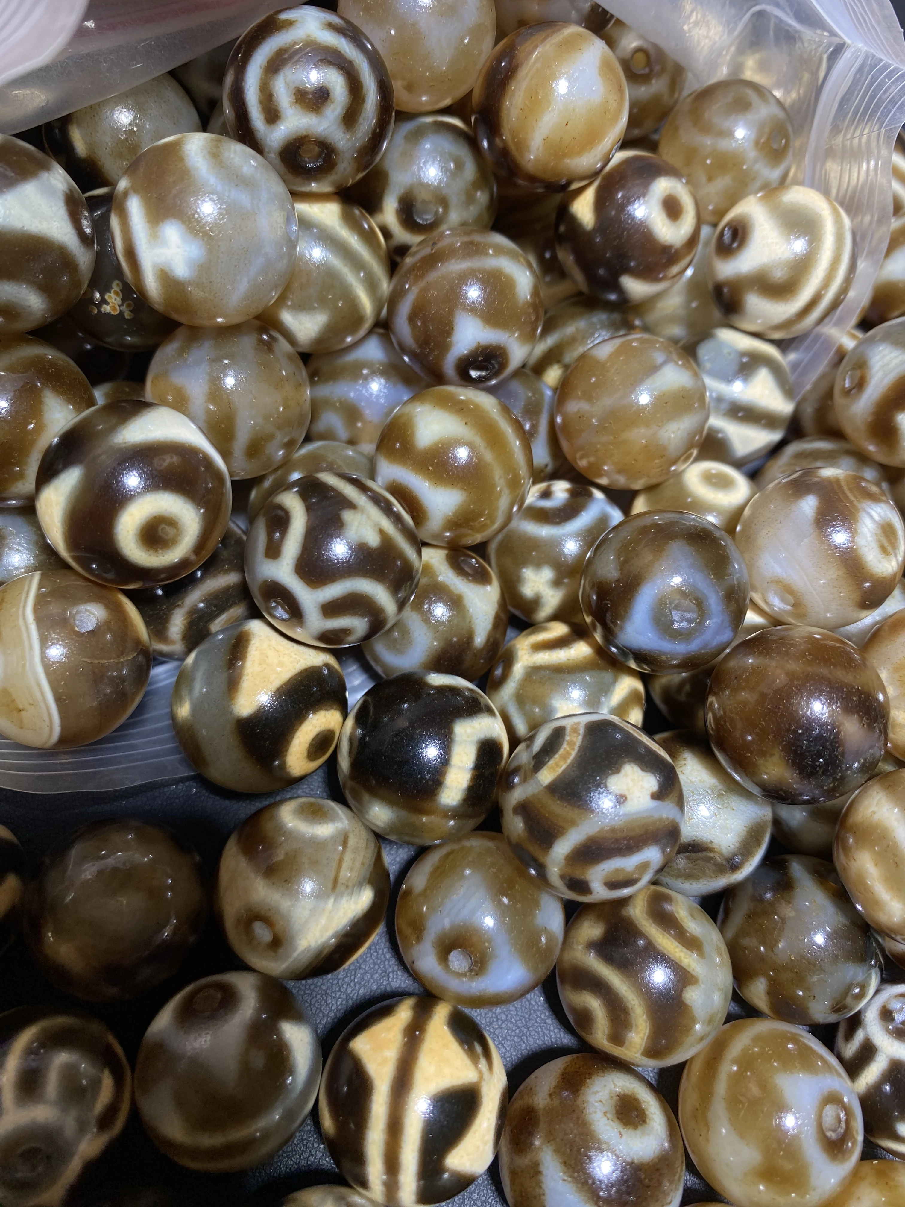 100pcs/lot natural old agate dzi wholesale Brownish-white Small bead weathering pattern Taiwanese craftsmanship DIY bracelet
