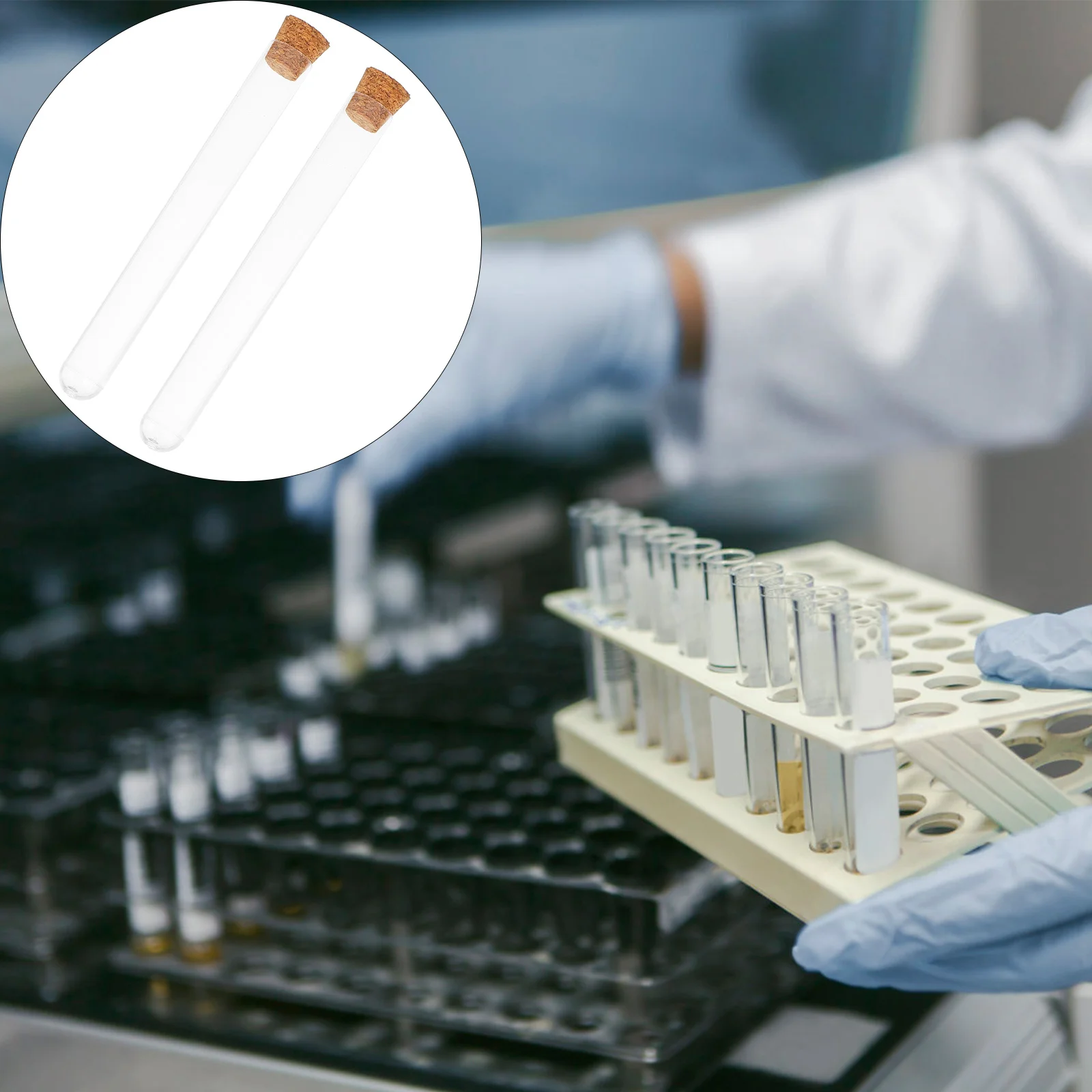 

30Pcs Plastic Test Tubes Transparent Cork Stopper Multipurpose Storage for Scientific Experiments Dried Flowers Miniature Art