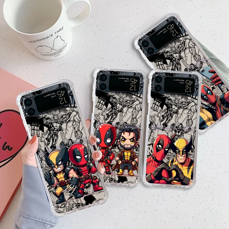 Custodie per telefoni per Samsung Galaxy Z Flip 5 case Z Flip 6 4 ZFlip 5 zflip Flip4 Airbag funda Cover Marvel Cool Wolverine Friend