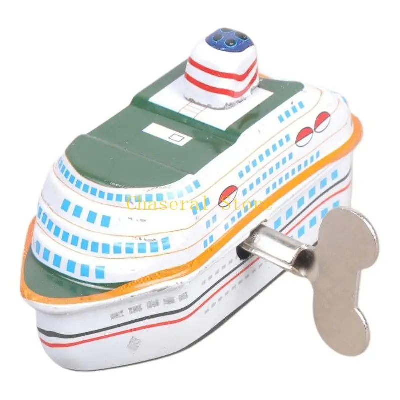 E7CE Classical Wind Up Cruise Ship Toy Nostalgic Collectible Toy for Kids Home Decors