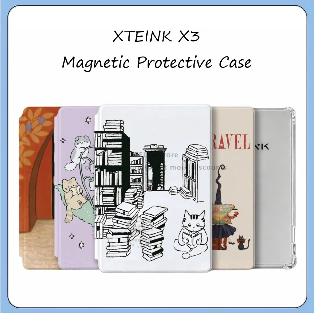 For XTEINK X3 E-Ink Ebook Reader Magnetic Protective Folio Case 2‑in‑1 Cover With Clear TPU Water‑Shell Slim Folio Shell Gift