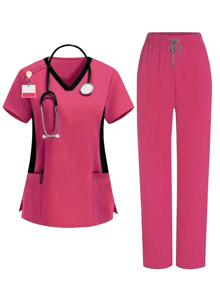 ممرضة الدعك الدعاوى اللون حجب للجنسين الزي الطبيب ممرضة الملابس مستشفى تجميل صالون الحيوانات الأليفة مستشفى العمل 2 قطعة مجموعة