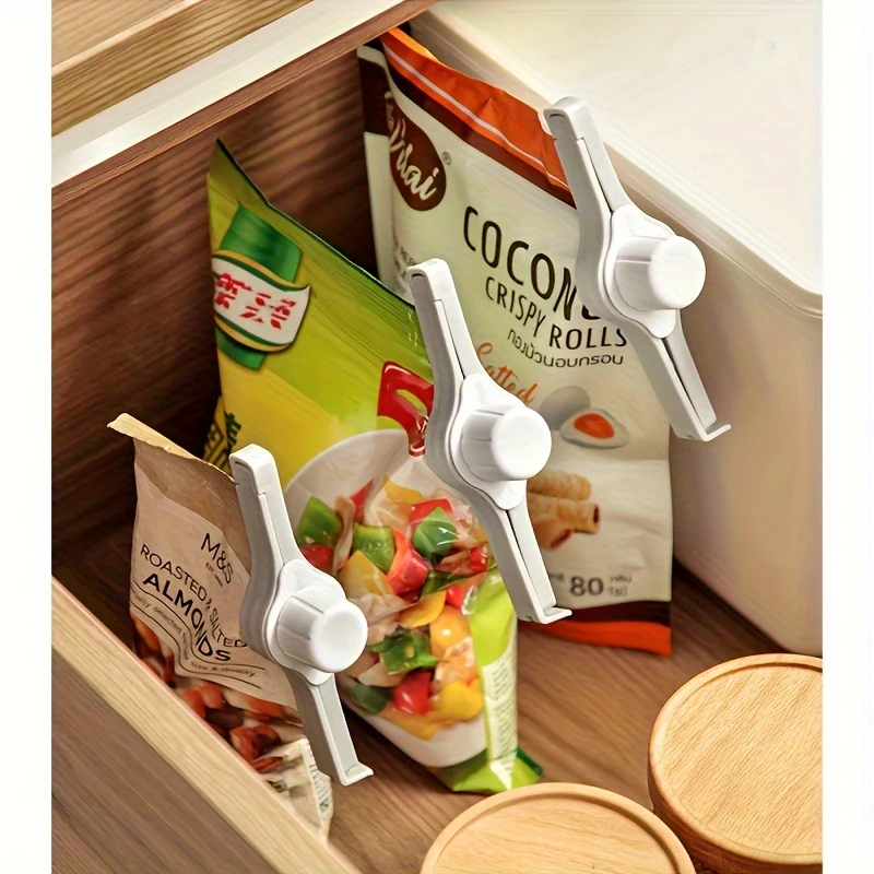 3Pcs Plastic Sealing Clip with Pour Spout, Moisture Proof Food Bag Sealer, Twist Cap Dispenser for Cereal Coffee Bags, Kitchen F
