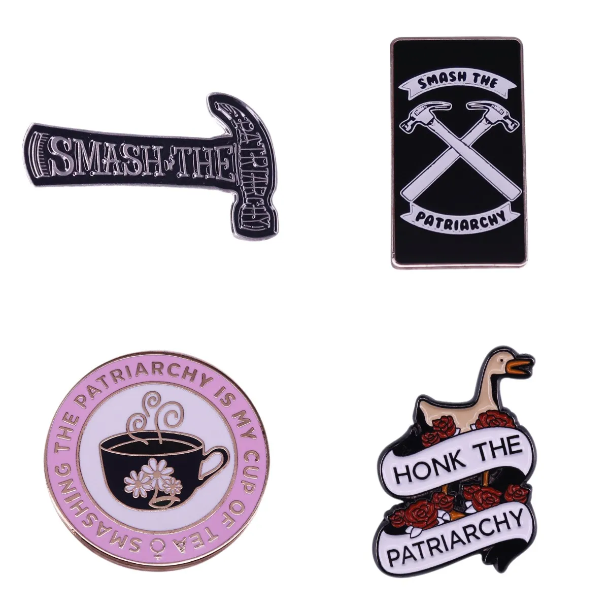 Hard Pins Smashing the Patriarchy Hammer Enamel Lapel Pin Brooch Feminism Badges Women Power the Future is Female Jewelry Gifts