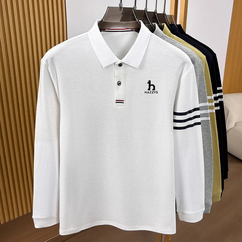Exquisites Herren-Designer-Polohemd mit Revers und Print, 100% Baumwolle, Warn Herbst Langarm-T-Shirt, Business-Casual Herrenbekleidung – Detail 6