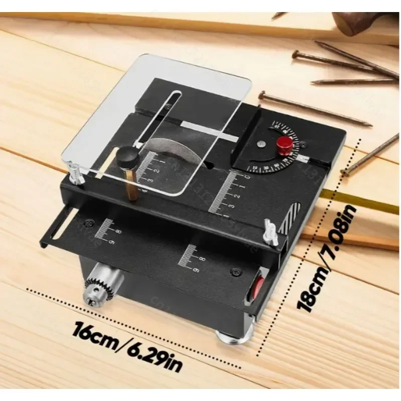 2 Inch Aluminum Alloy Angle Adjustable Mini Table Saw, Desktop Woodworking Cutting Machine for DIY Craft Projects