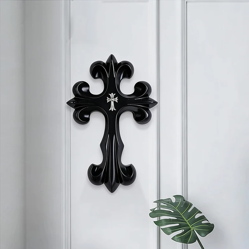 For Vintage Cross Ornament Retro Carving Cross Decoration Home Living Room Bedroom Wall Decoration Gift